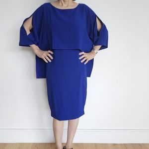 Adrianna Papell Draped Blousen sheath Dress, color indigo size 4